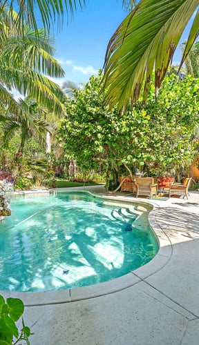 Shared pool at a Palm Beach vacation rental community